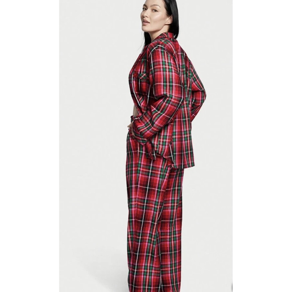 Victoria's Secret Plaid Pajama Set XS Red Green Long Sleeve Loungewear